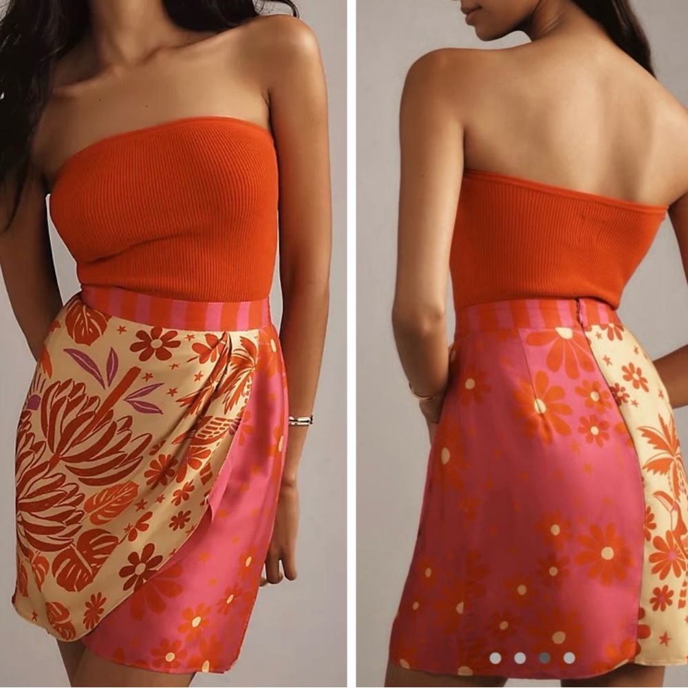 Farm Rio Wrap Slip Mini Skirt, Size XS